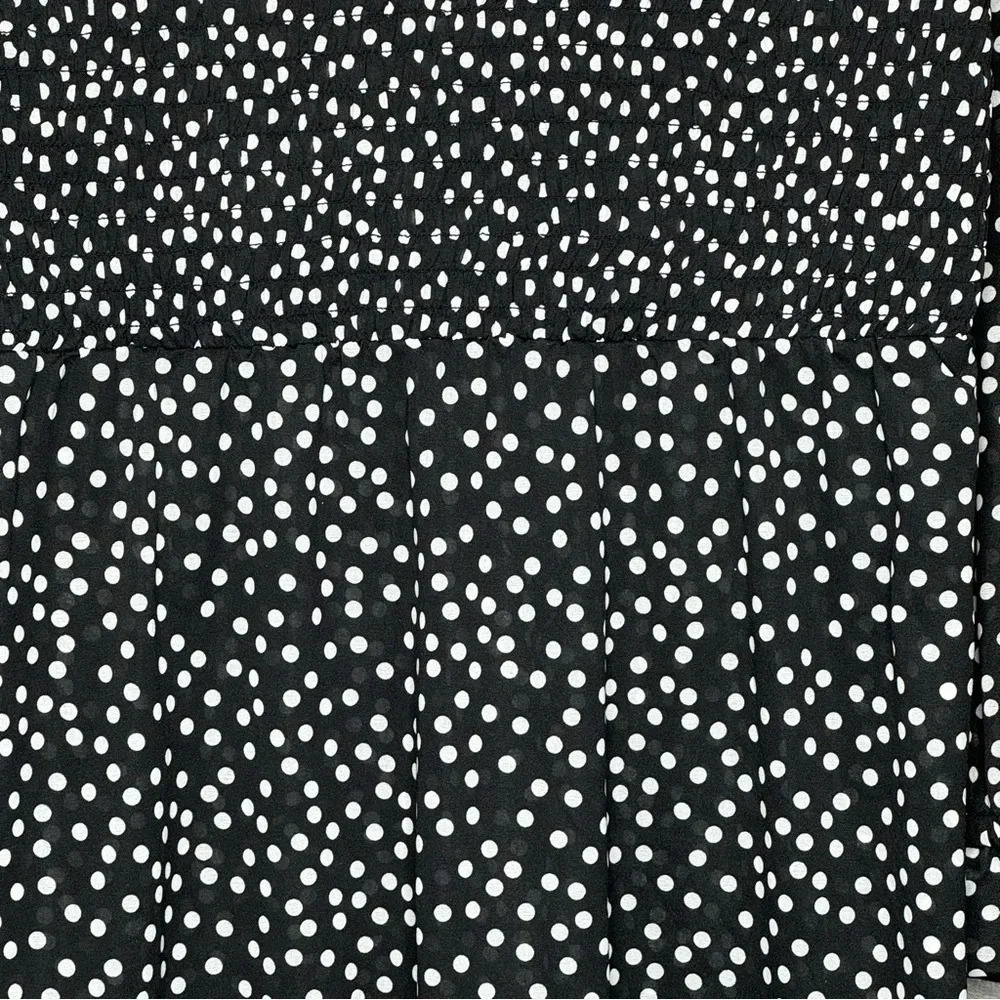 Lane Bryant 14 16 XL Shirt Top Black White Polka Dot Peasant Long Sleeve V Neck - Picture 2 of 8